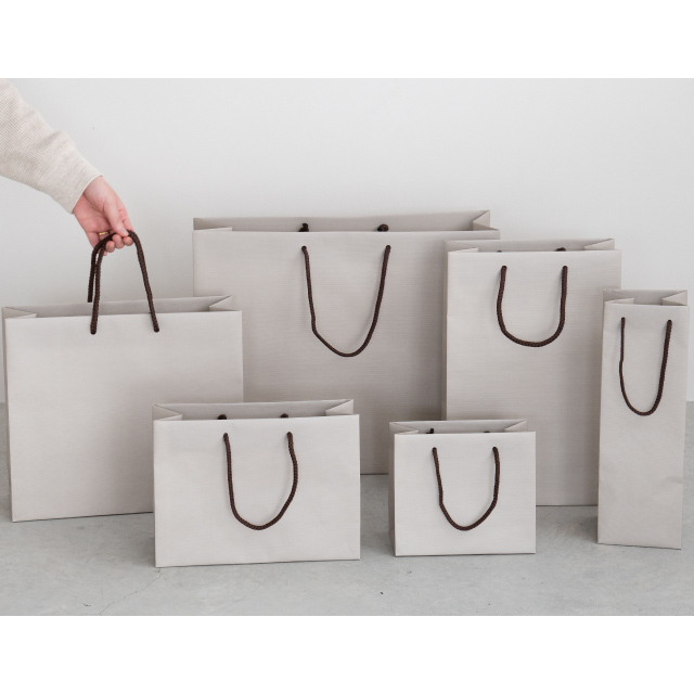 無地サンドベージュペーパーバッグ-1(W480×D150×H400): 手提げ袋