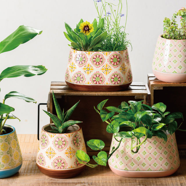 ハンドメイドプリントフラワーポット-1(直径164(124)×H147(3号