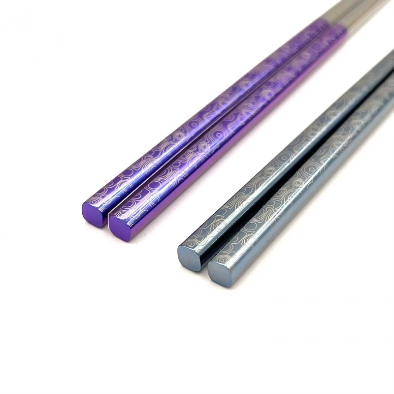 送料無料】チタン箸 銀流線 メタリックスカイブルー・ブルー 夫婦箸