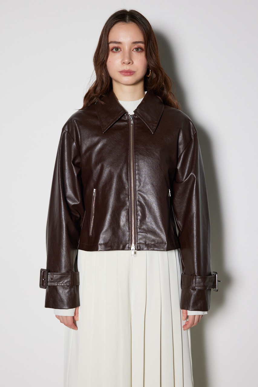 rienda | フェイクレザーショートZIPジャケット (ジャケット ) |SHEL