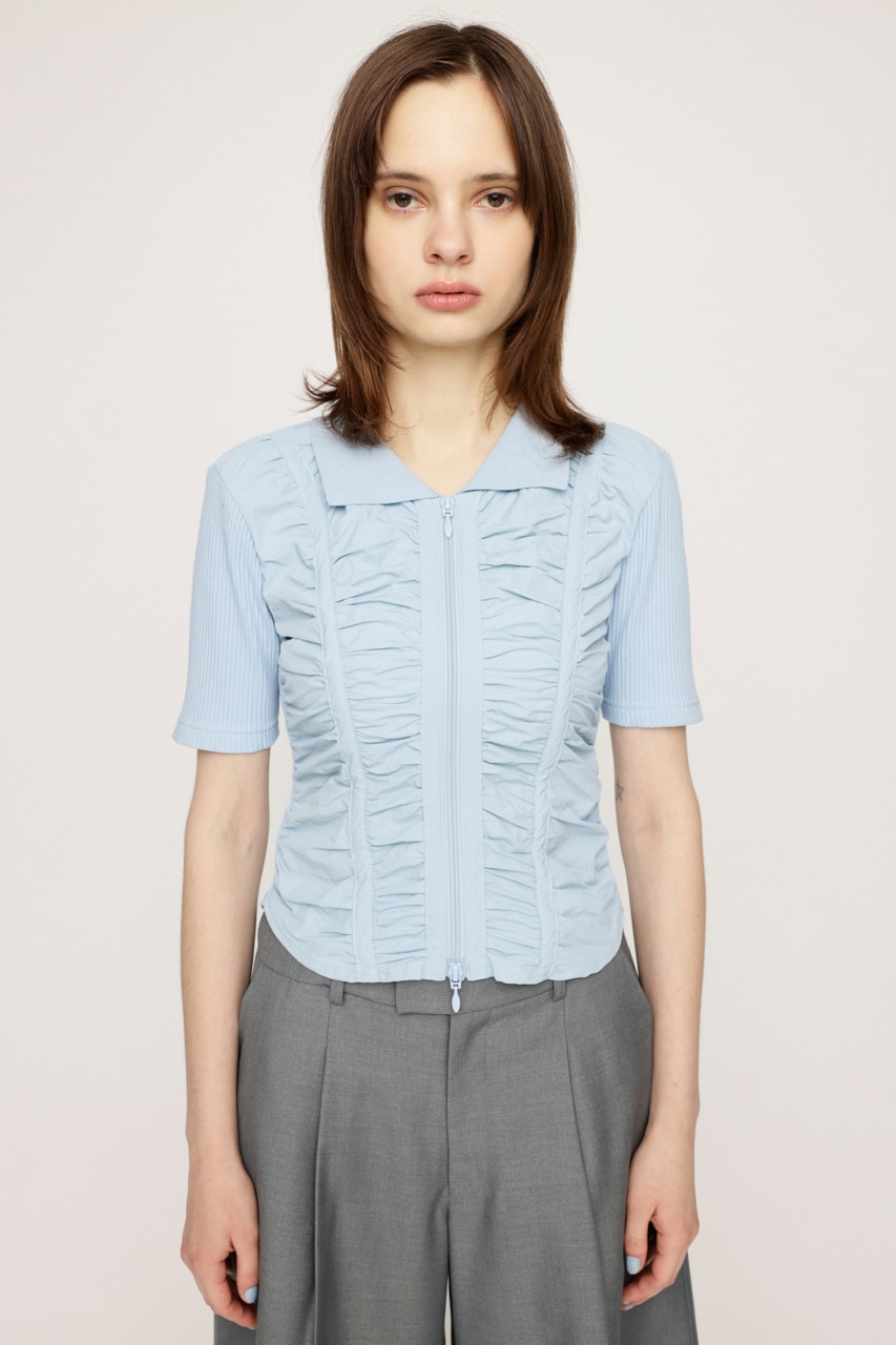 SLY | FRONT GATHER ZIP トップス (Tシャツ・カットソー(半袖) ) |SHEL