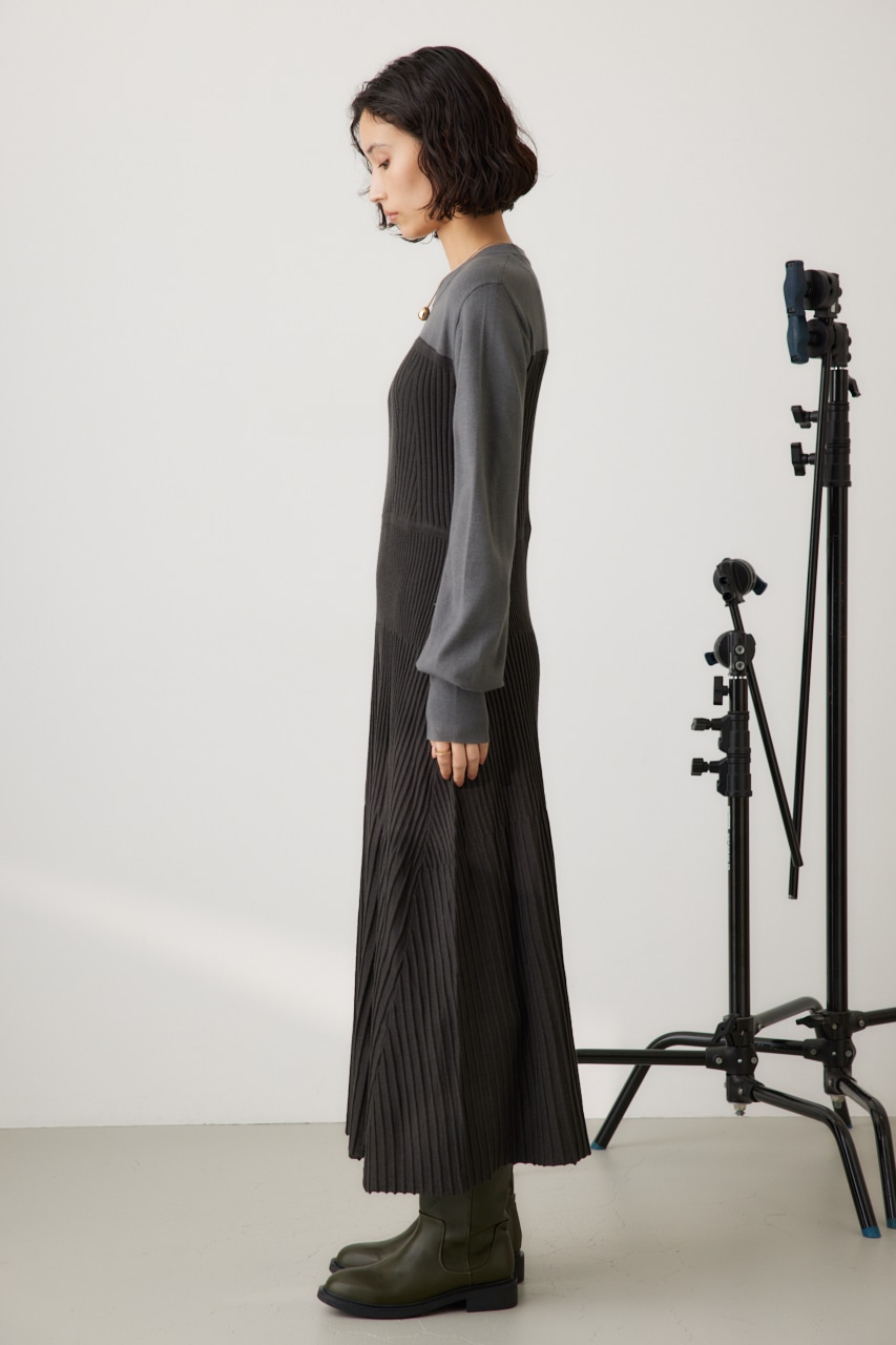 AZUL BY MOUSSY | バイカラービスチェドッキングニットワンピ