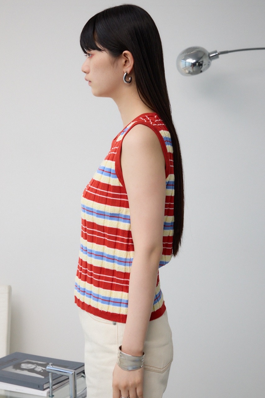 AZUL BY MOUSSY | マルチボーダーノースリーブニット (タンクトップ