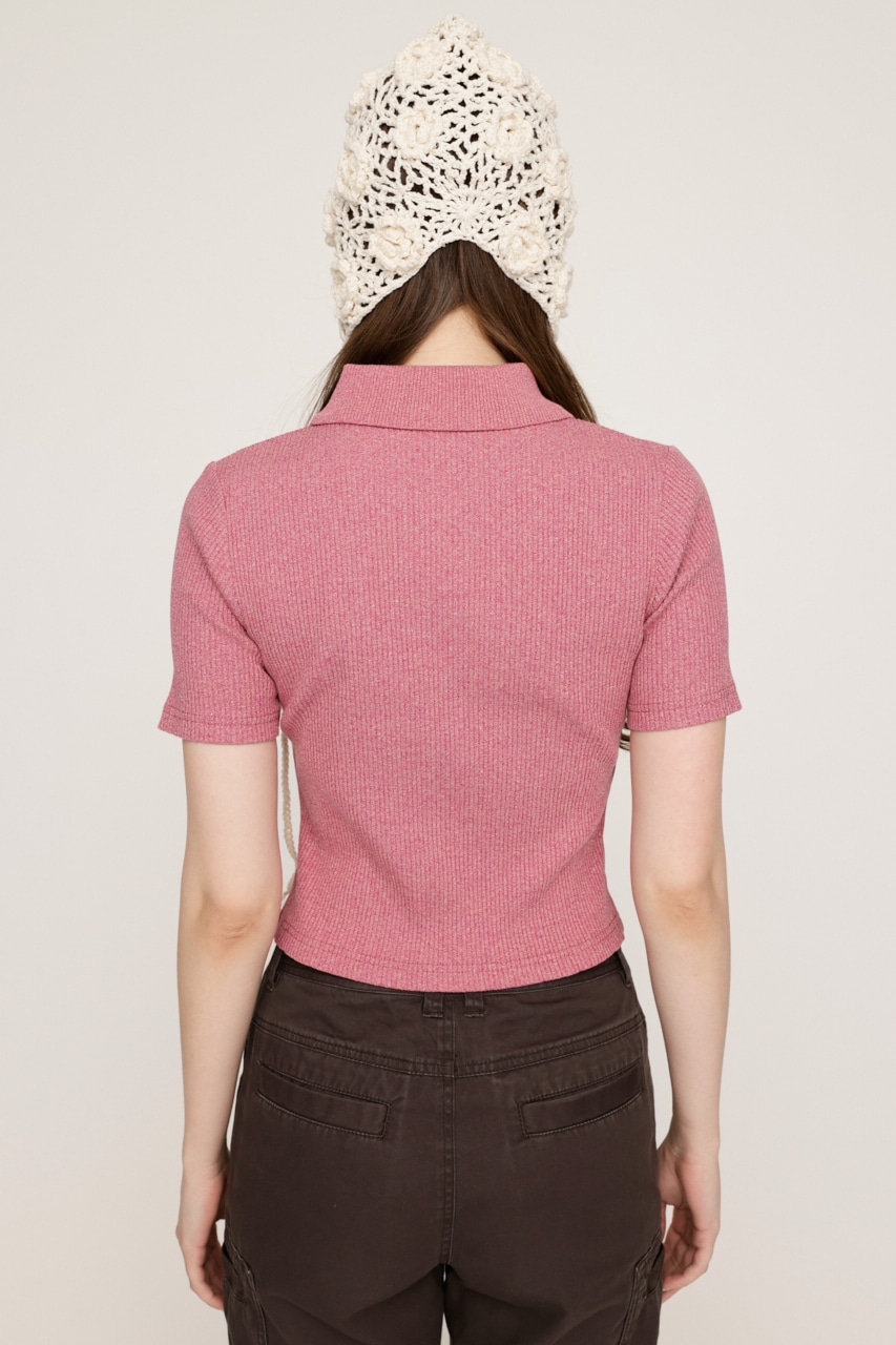 SLY | FRONT ZIP CUT RIB トップス (Tシャツ・カットソー(半袖