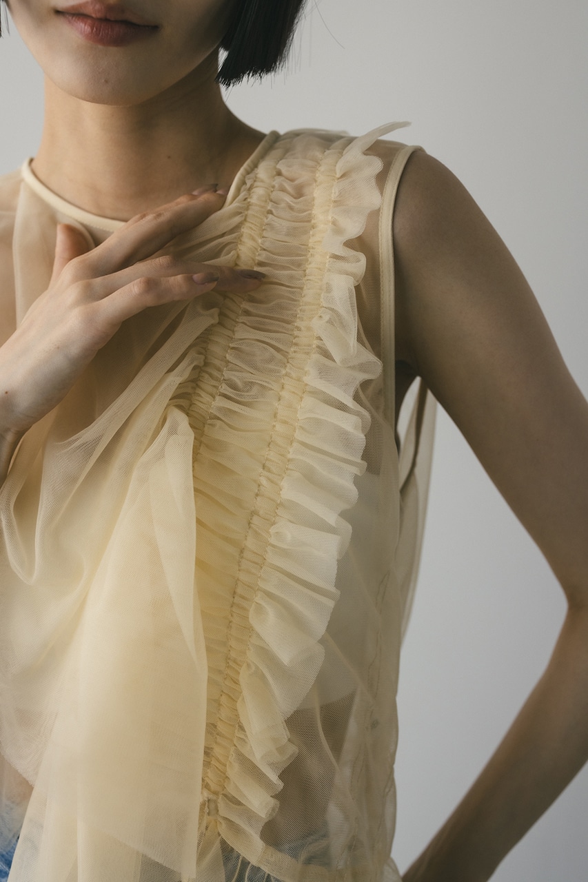 STYLEMIXER | チュールシャーリングトップ (タンクトップ ) |SHEL'TTER