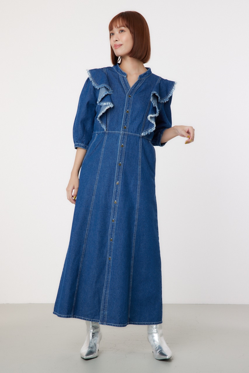 RODEO CROWNS WIDE BOWL | フリルデザインデニムロングワンピース