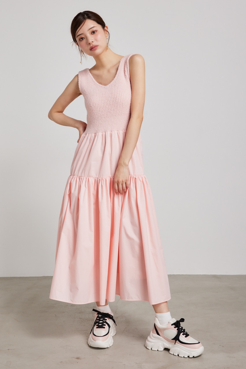 rienda | サマーシャギーknitコンビフレアOP (ワンピース(ミニ