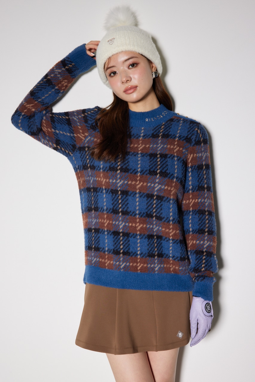 RIENDA GOLF | 【RIENDA GOLF】タータンチェックモックネックニット