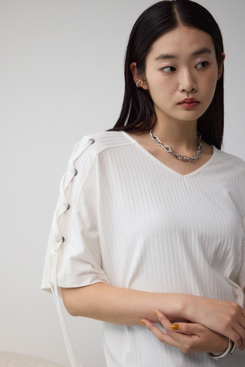 AZUL BY MOUSSY | ショルダーレースアップカットトップス (Tシャツ