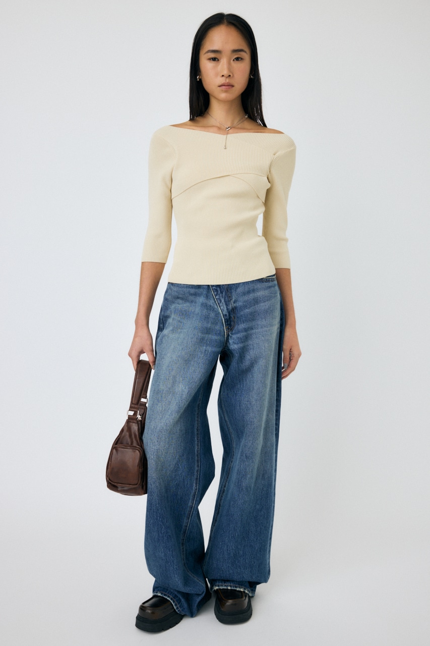 MOUSSY | CROSS OFF SHOULDER ニットトップス (ニット ) |SHEL'TTER