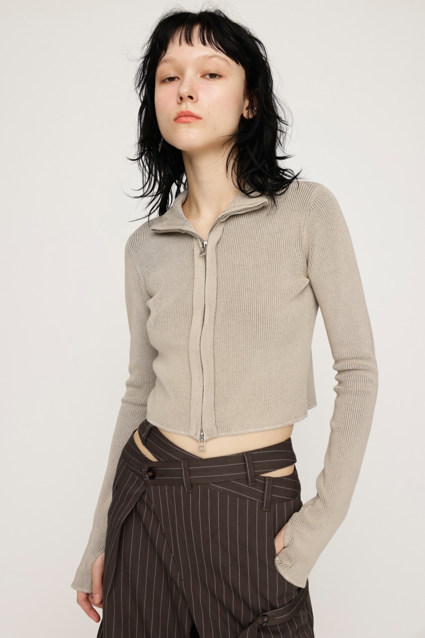 SLY | FRONT ZIP H／N RIB トップス (ニット ) |SHEL'TTER WEBSTORE