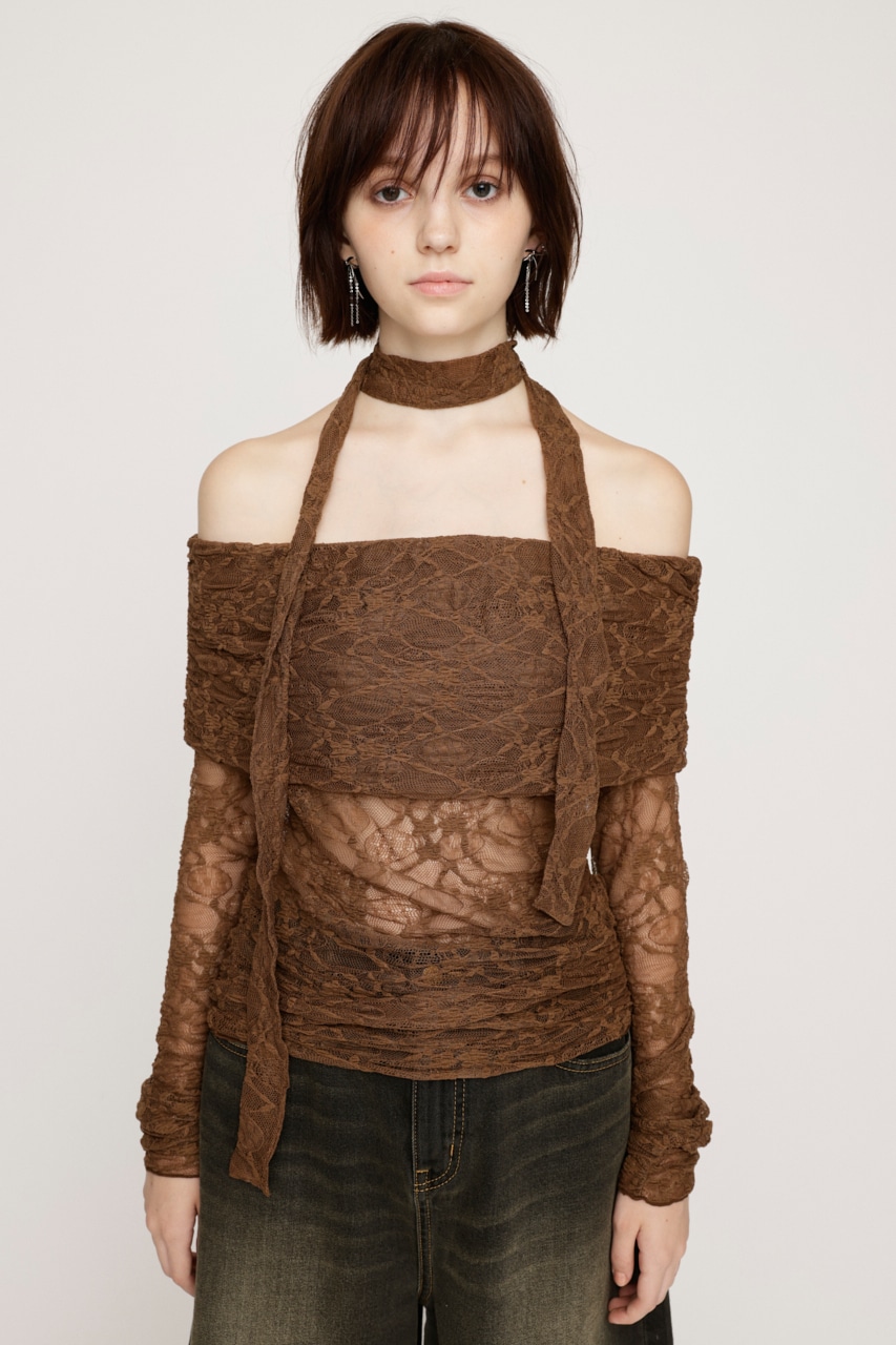 SLY | OFF SHOULDER CUT LACE トップス (Tシャツ・カットソー(長袖