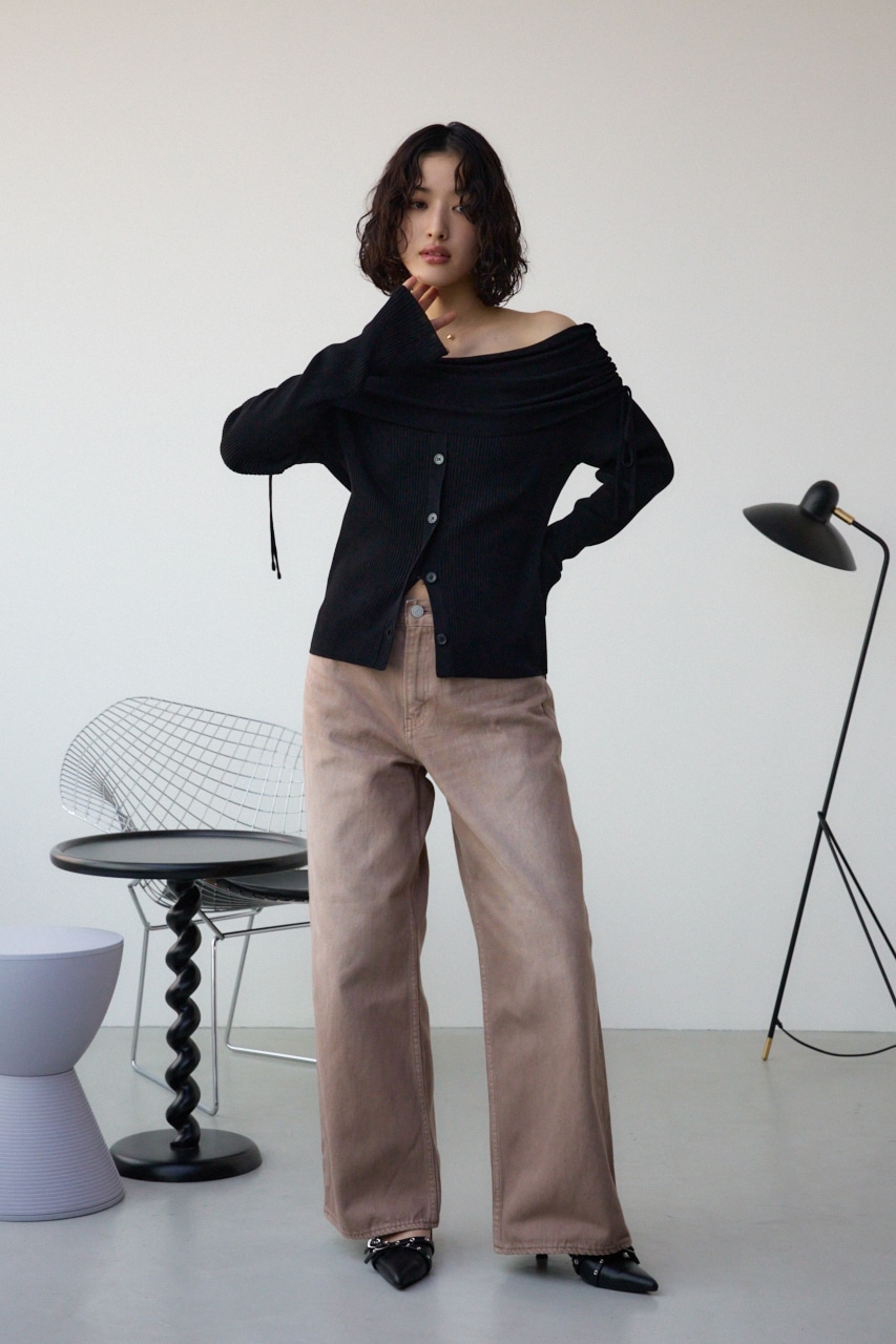 AZUL BY MOUSSY | ギャザーオフショルダーニットトップス (ニット