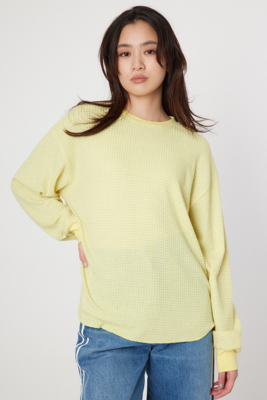 RODEO CROWNS WIDE BOWL | ラメワッフルトップス (Tシャツ・カットソー