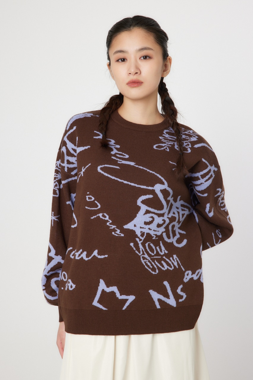 RODEO CROWNS WIDE BOWL | ラクガキロゴジャガードニットトップス