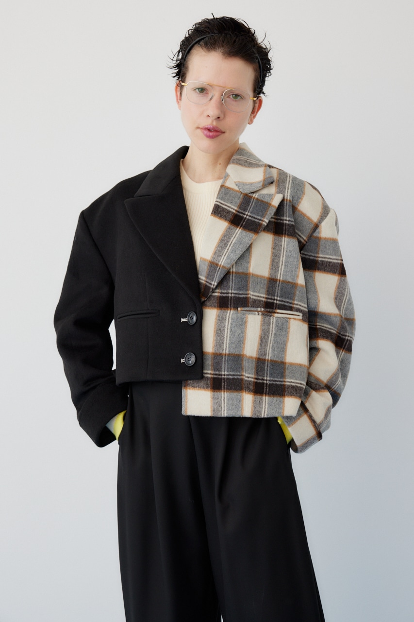 HeRIN.CYE | Bi color asymmetry jacket (ジャケット ) |SHEL'TTER