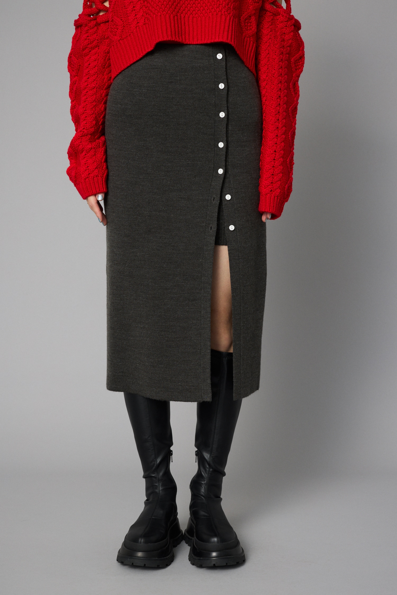 HeRIN.CYE | Layered knit skirt (スカート(ロング) ) |SHEL'TTER WEBSTORE