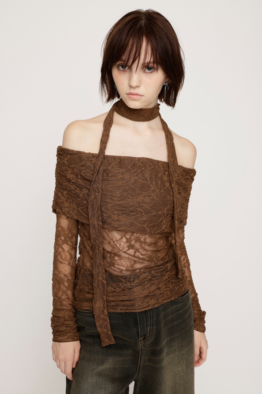 SLY | OFF SHOULDER CUT LACE トップス (Tシャツ・カットソー(長袖