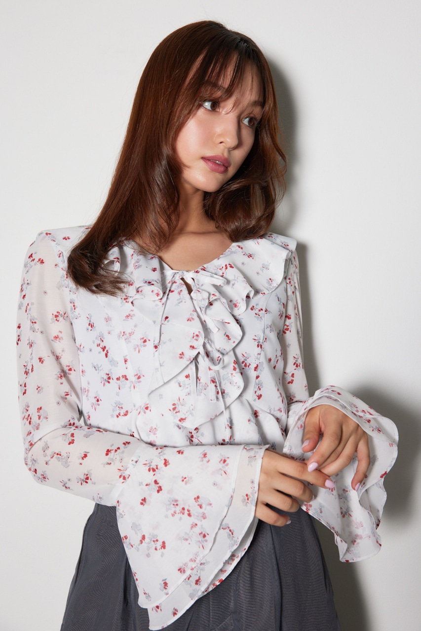 rienda | フロントフリルフラワーブラウス (シャツ・ブラウス ) |SHEL