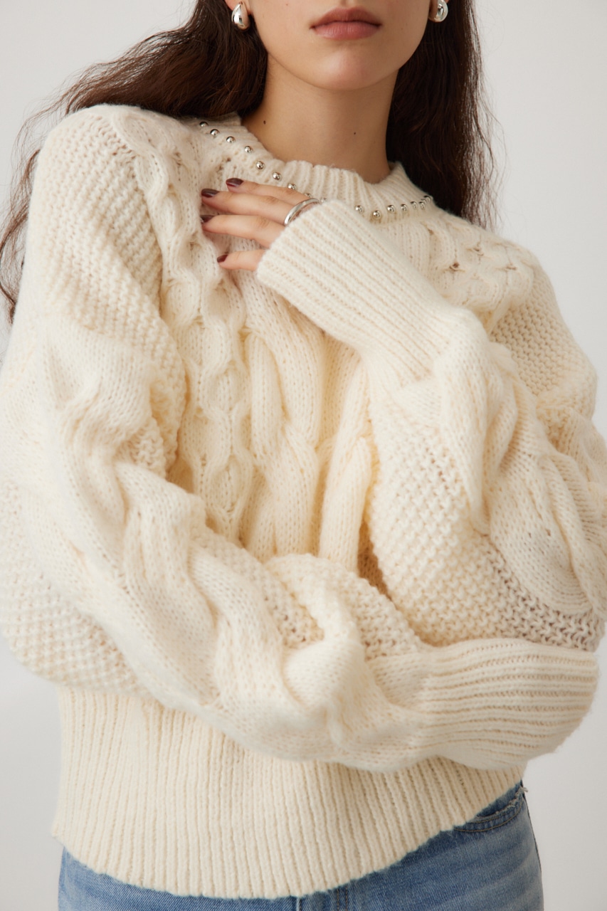 AZUL BY MOUSSY | スタッズケーブルニット (ニット ) |SHEL'TTER WEBSTORE