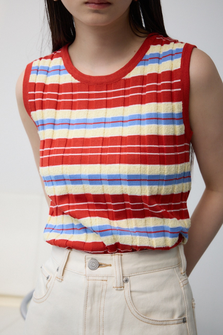 AZUL BY MOUSSY | マルチボーダーノースリーブニット (タンクトップ