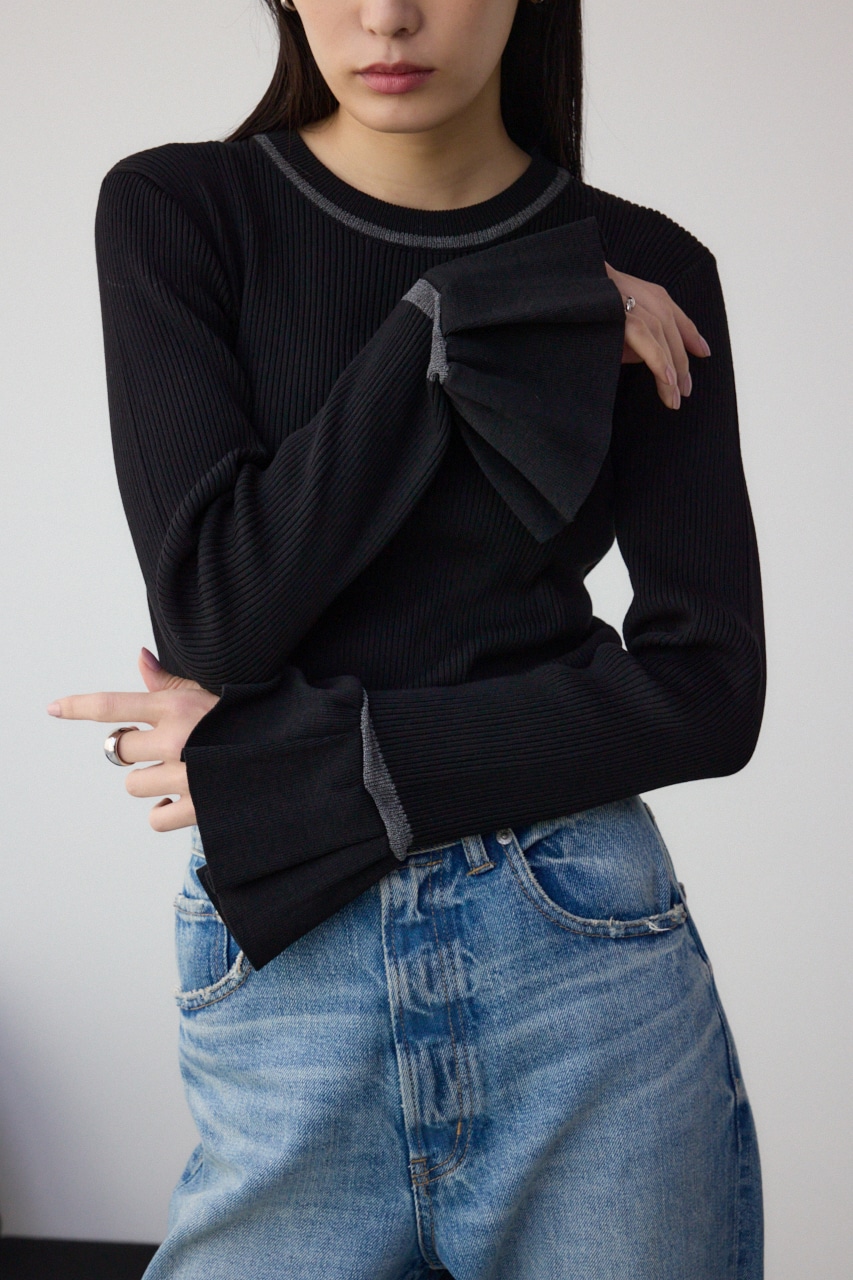 AZUL BY MOUSSY | シアーコンビフレアスリーブニット (ニット ) |SHEL