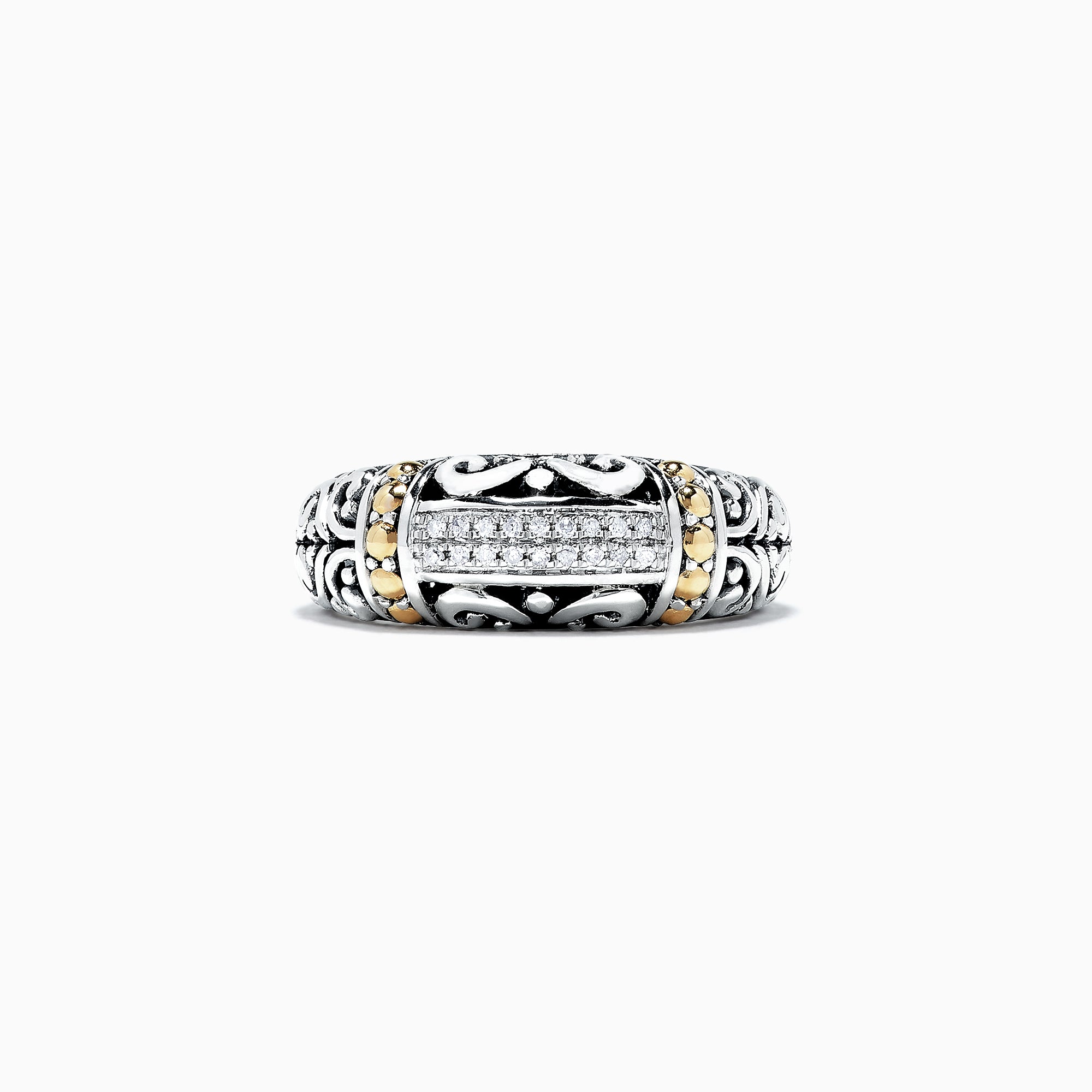 925 Classic Silver & Gold Diamond Ring, .07 TCW – effyjewelry.com