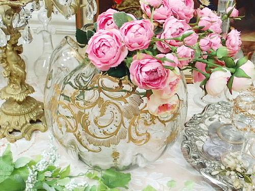 逸品 オールドバカラフラワーベース - 薔薇と天使のアンティーク