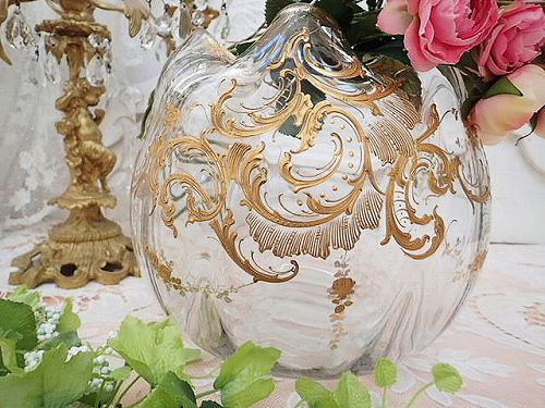 逸品 オールドバカラフラワーベース - 薔薇と天使のアンティーク