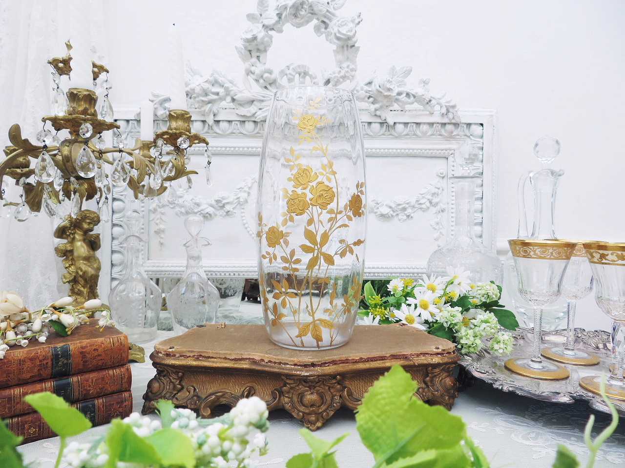 逸品 オールドバカラ・シノワズリ『薔薇』 - 薔薇と天使のアンティーク