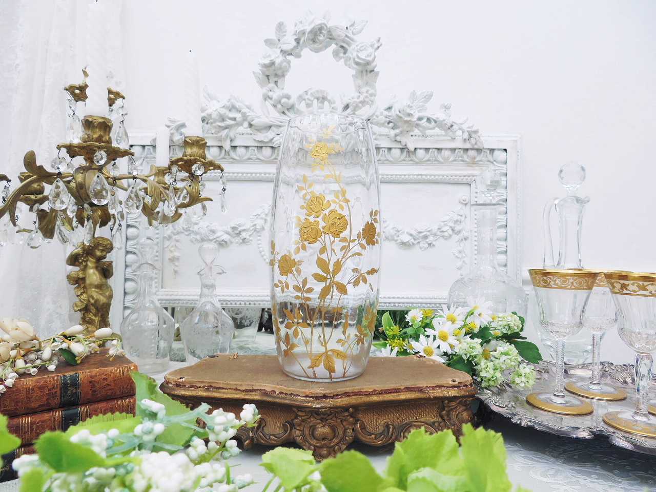 逸品 オールドバカラ・シノワズリ『薔薇』 - 薔薇と天使のアンティーク