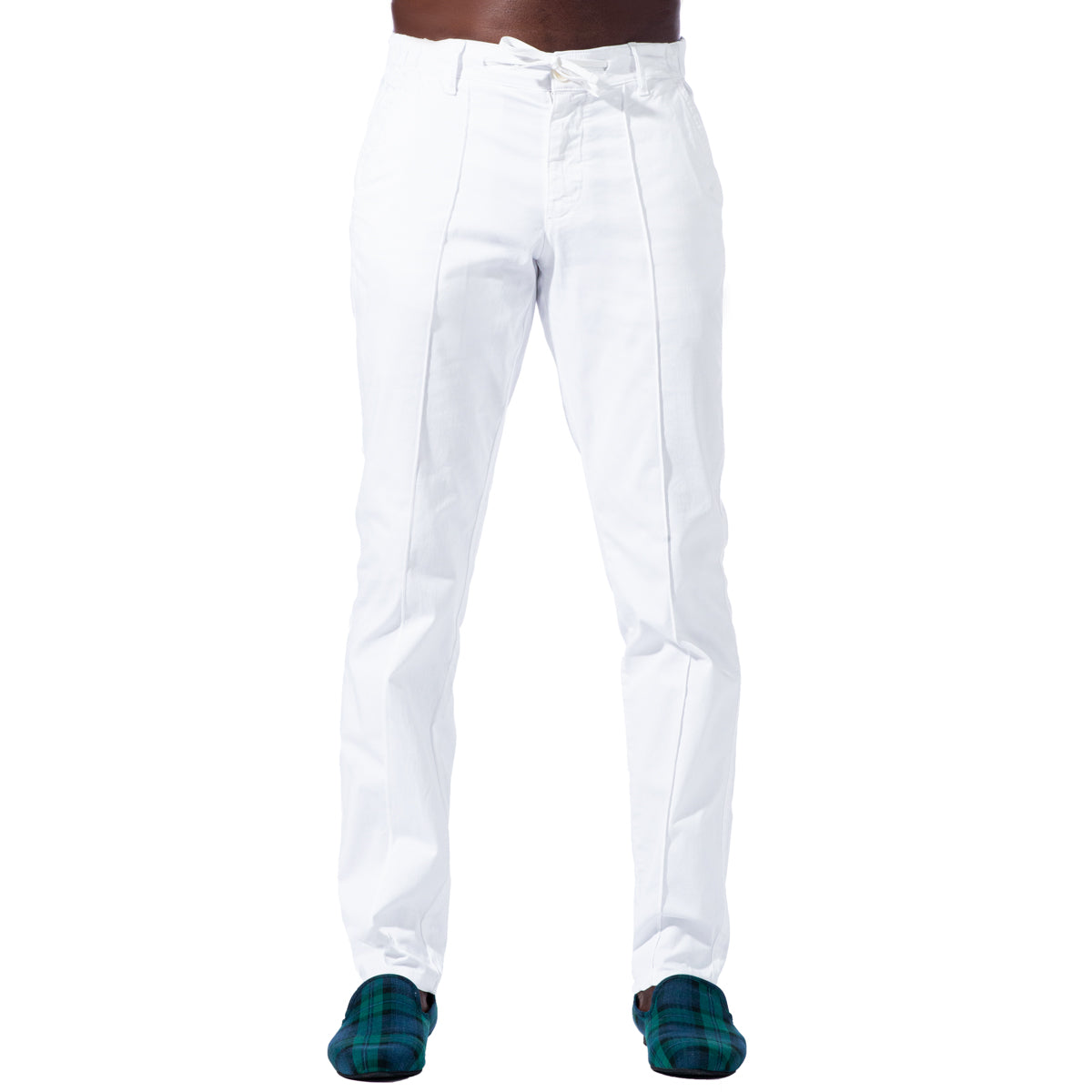 Super Comfy Men's Pants - White Chinos with Elastic Drawstring