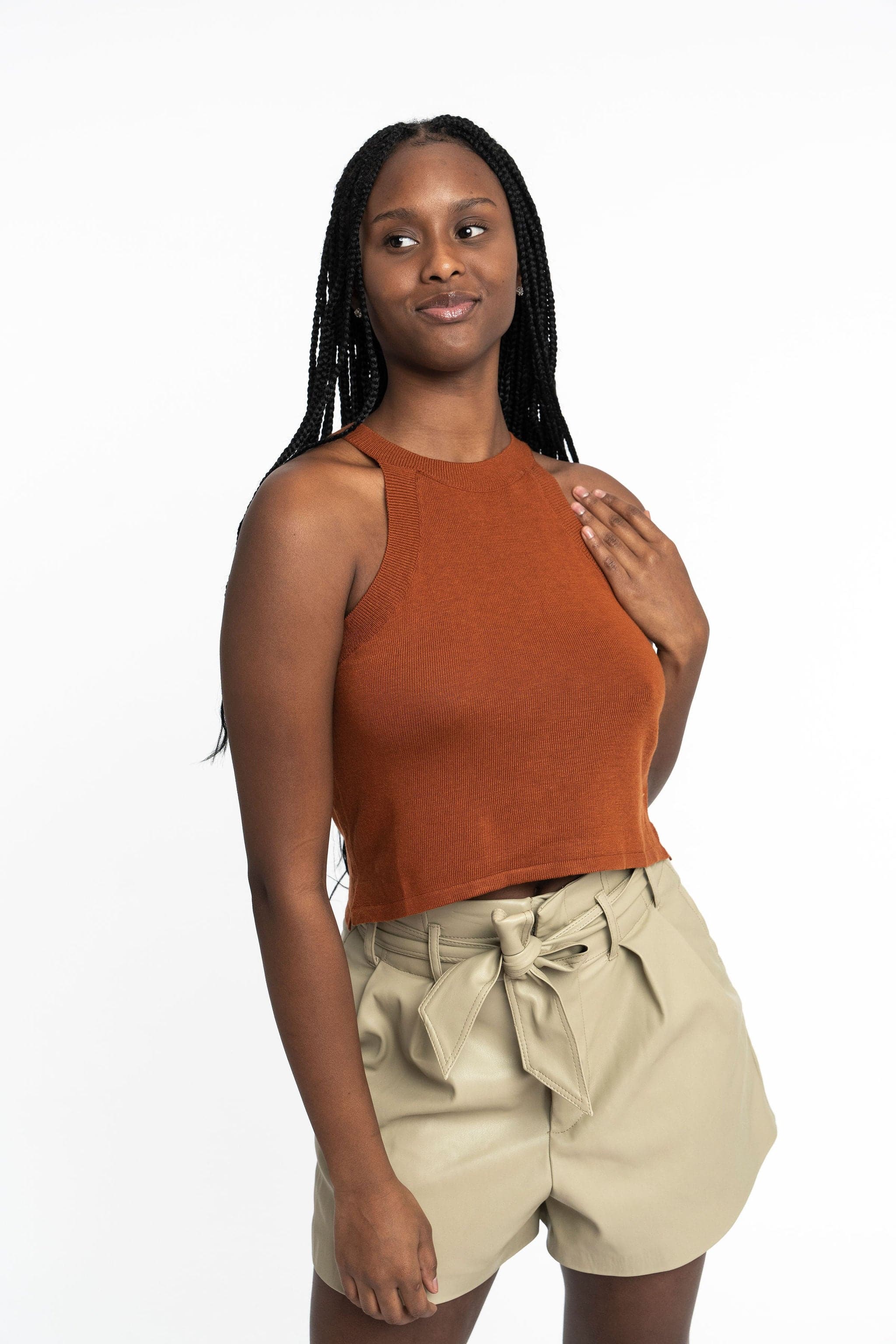 Edith: Sustainable High Neck Knit Tank – ElaineLewis