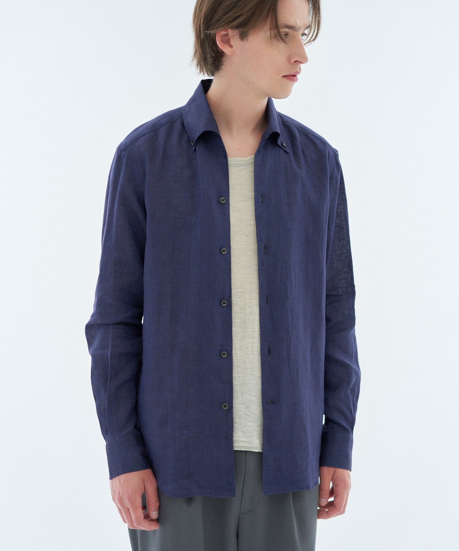 ESTNATION / リネンワンピースカラーボタンダウンシャツ｜ESTNATION