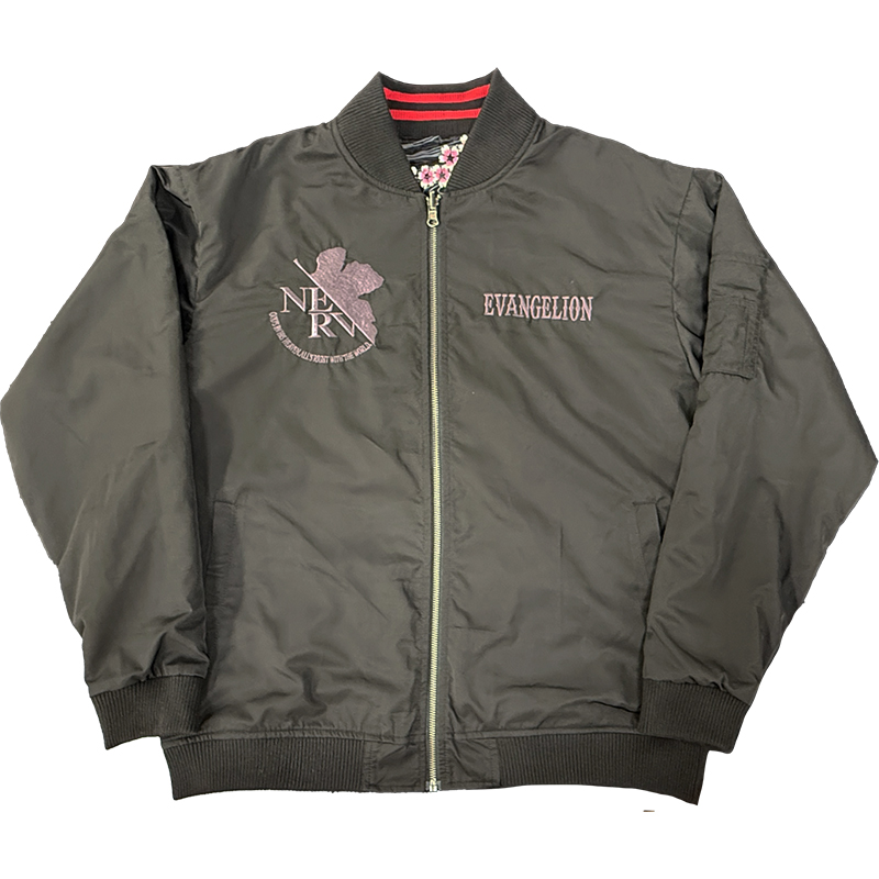 EVAx錦】桜流水2号機/MA-1 リバーシブル総刺繍スカジャン/BLACKx袖RED