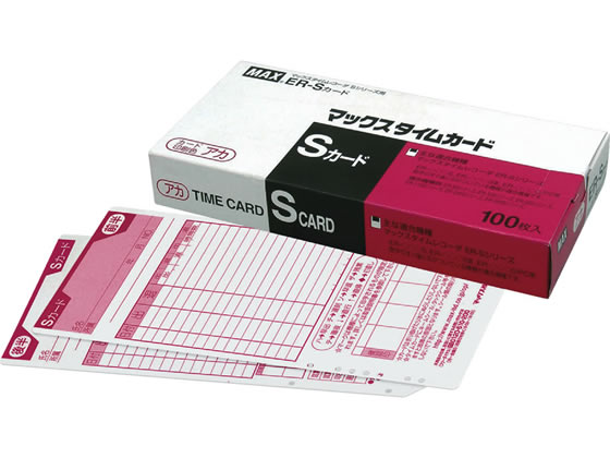 マックス タイムカード ER-Sカード レッド 100枚入 ER90780 通販