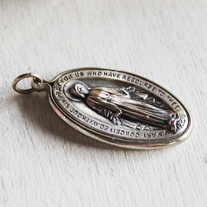 ヴィンテージ不思議のメダイ無原罪の聖母マリアメダイ｜アンティーク