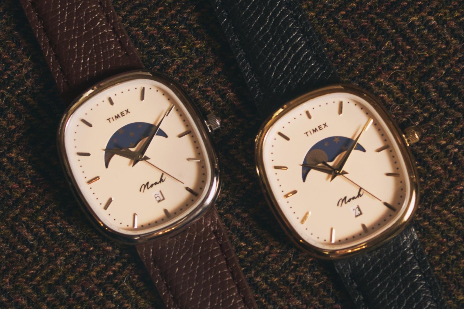 ノア×タイメックス丸いオーバルケースの腕時計 “月の満ち欠け”ムーン