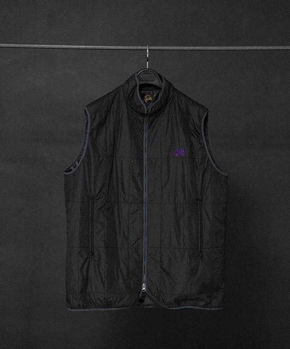 ニードルズ“パープルの蝶の刺繍”を施したキルティングベスト、アーバン