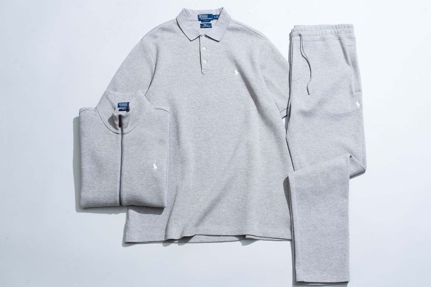 ポロ ラルフ ローレン“白のポロ ポニー刺繍”×グレー地トラック