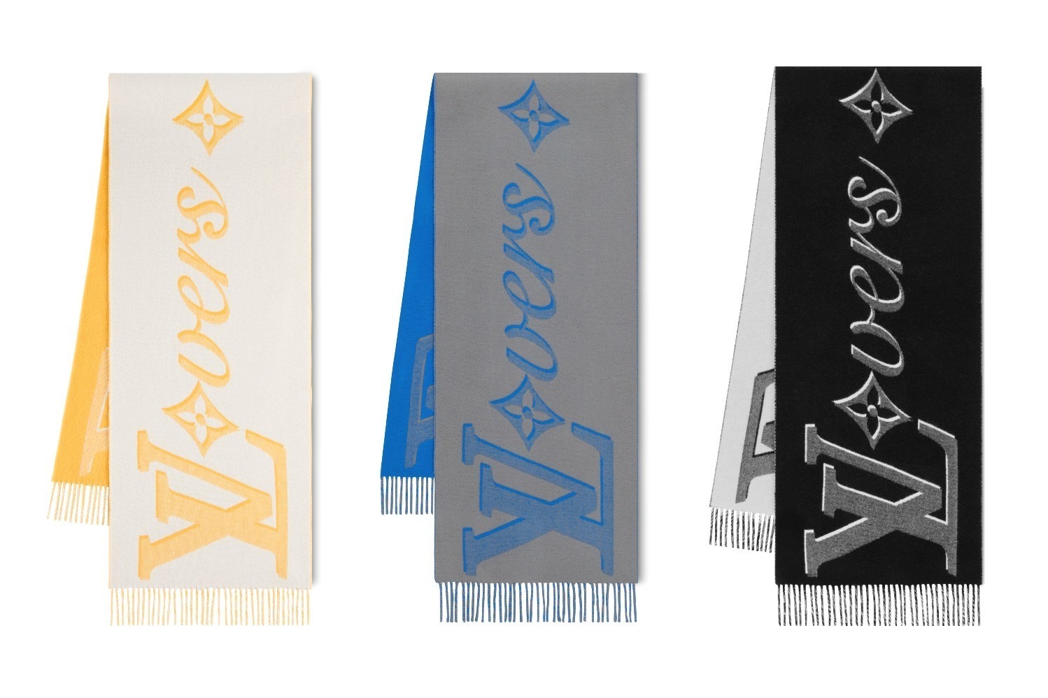 ルイ・ヴィトン「LV Vers」描いたメンズマフラー、カシミヤの