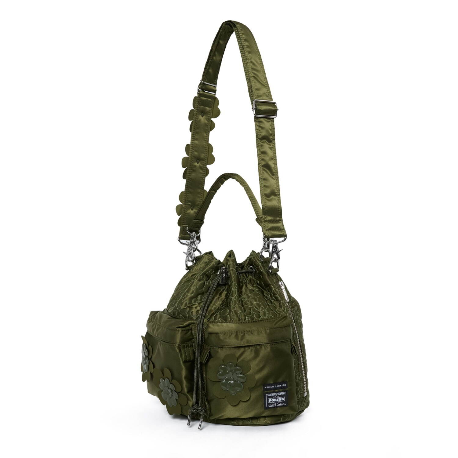 セシリー バンセン×ポーター、“フラワー装飾”の巾着型バッグ＆ミニ