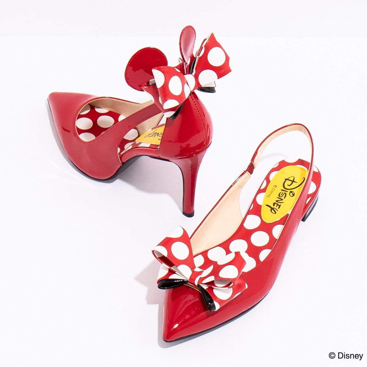 ダイアナからディズニー「ミニーマウス」シューズ、“水玉柄”リボン付き