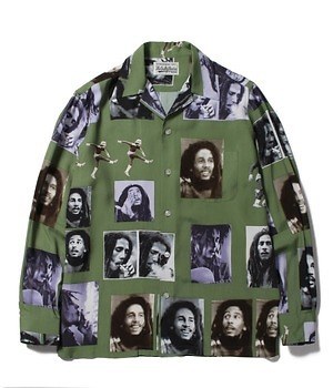 ワコマリア×ボブ・マーリー、全面フォトプリントの長袖ハワイアン