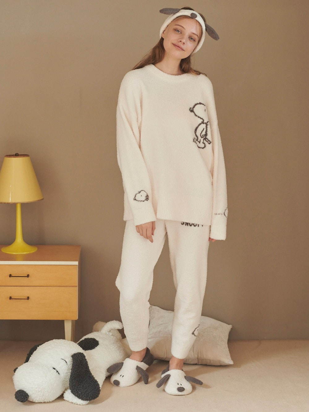 ジェラート ピケ×ピーナッツ - スヌーピー柄もこもこルームウェア＆耳