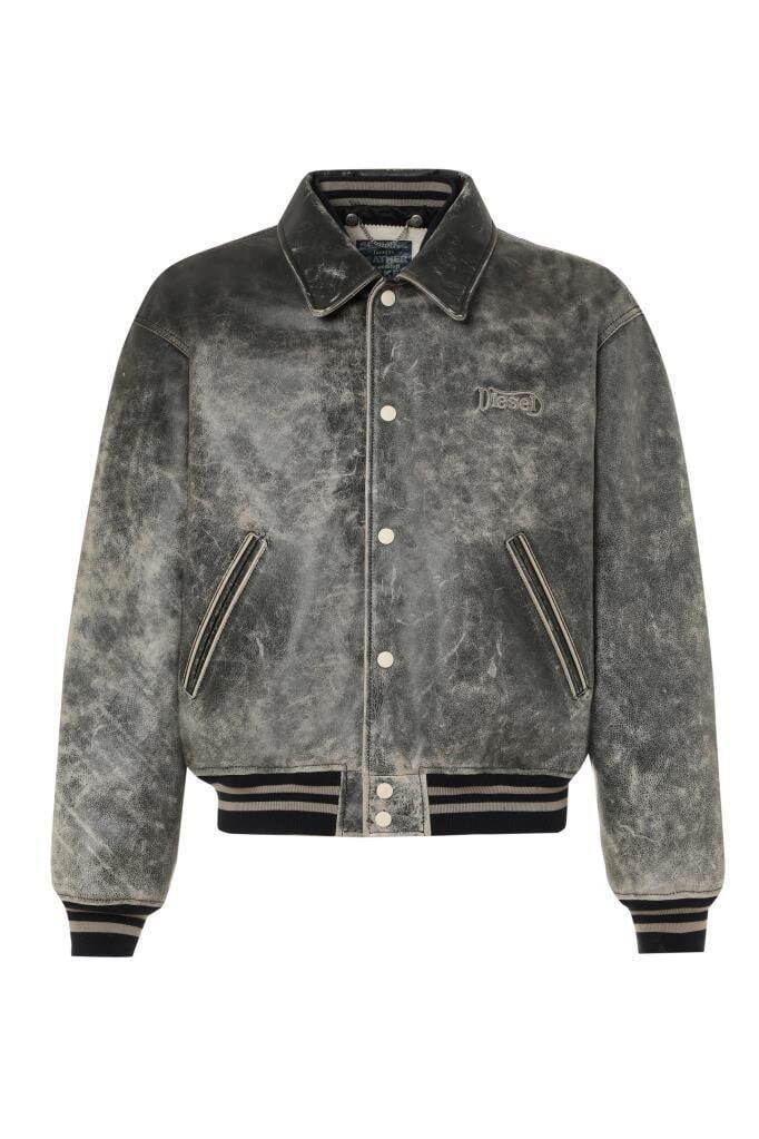 ディーゼル“ロゴパッチ”付きレザージャケットやレザーアップリケ施した