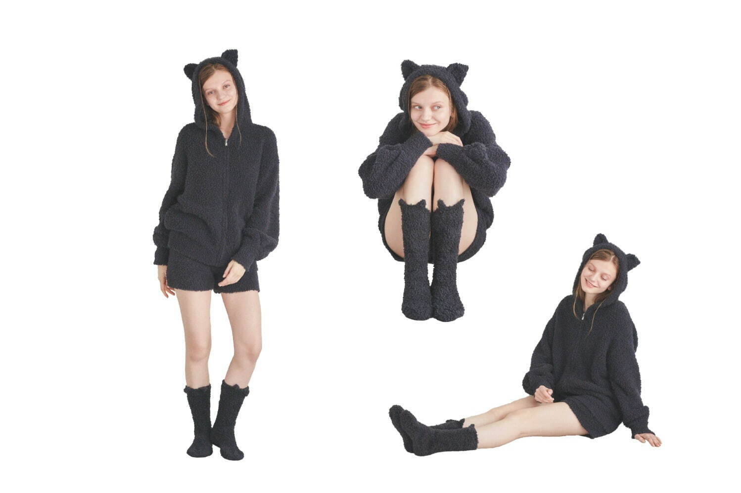 ジェラート ピケ「黒ねこハロウィン」のルームウェア、黒ねこに