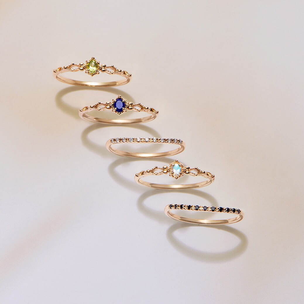 ノジェス“重ね付け”楽しむ「ポケットリング」鮮やかカラーストーン