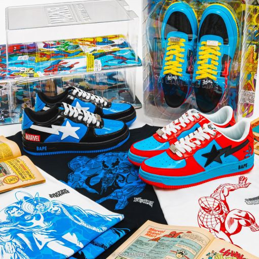 ベイプ×マーベルの新作コラボスニーカー、スパイダーマンやヴェノム