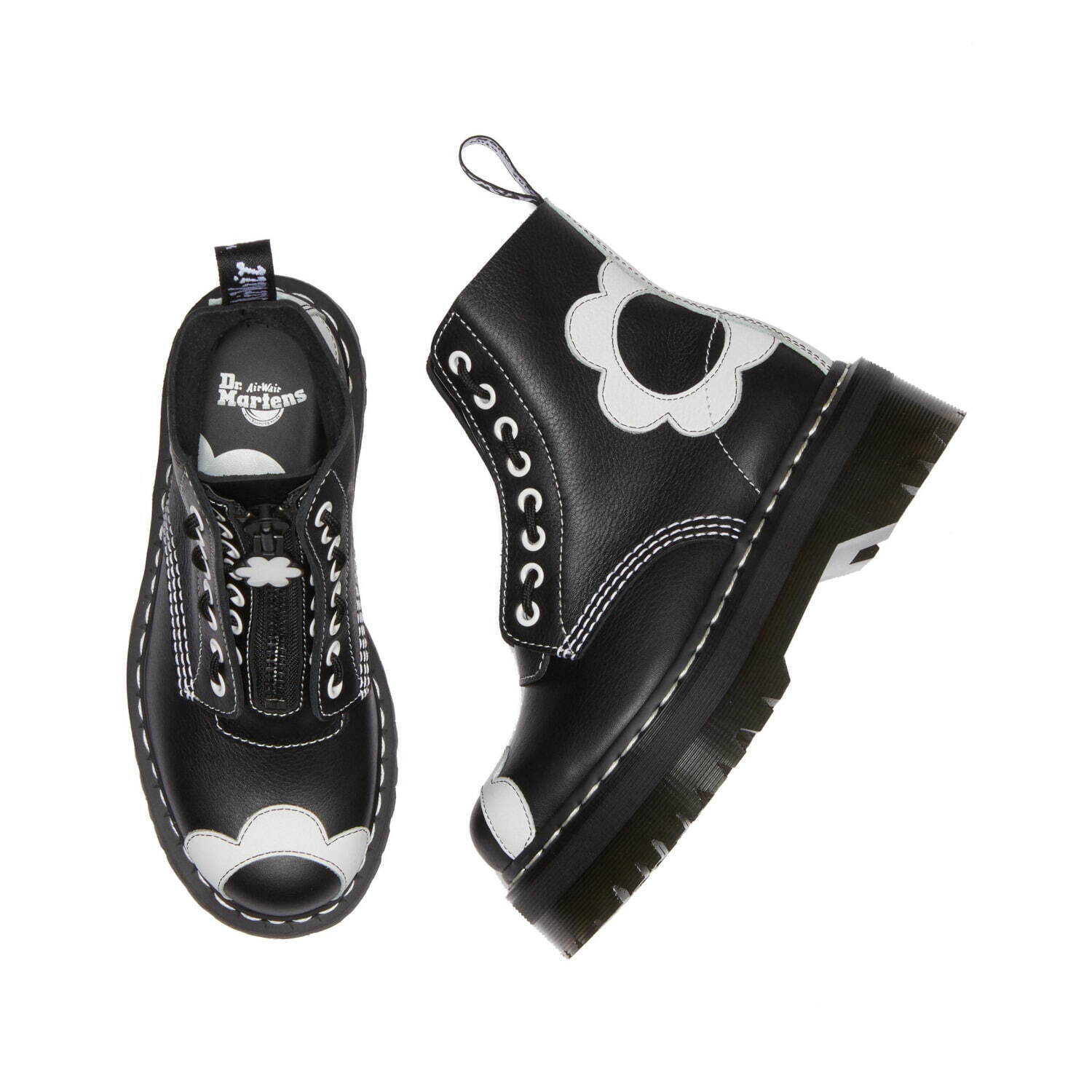 ドクターマーチン“モノトーン×フラワーモチーフ”新作シューズ、花
